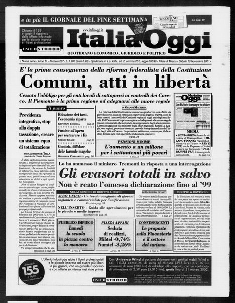 Italia oggi : quotidiano di economia finanza e politica